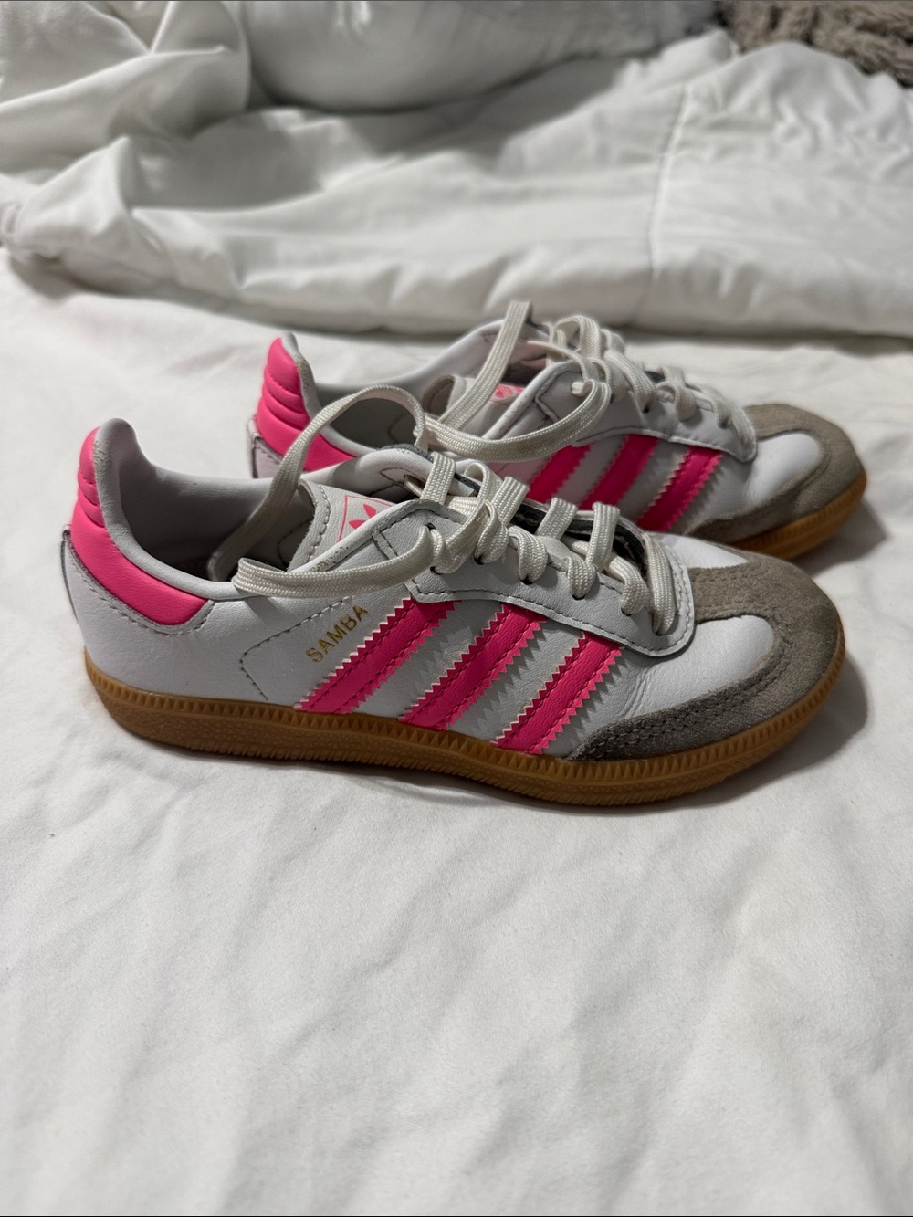 adidas Kids Samba Sneakers - White & Bright Pink